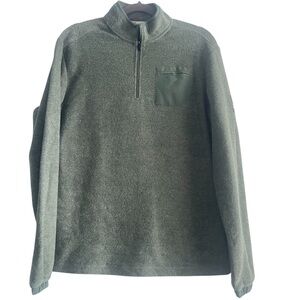 Adidas Fleece 1/4 Zip Chest Pocket Pullover Size M Green